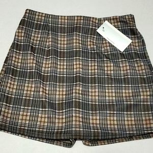 Lemite Black, Gray & Tan Preppy Academia Plaid Skort